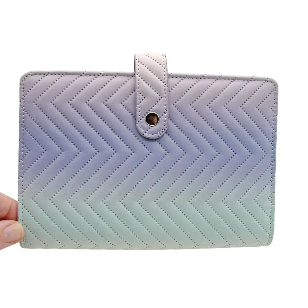 Pastel Ombre Planner Organizer Ring Binder Snap Close Quilted Blue Purple 7.5x5